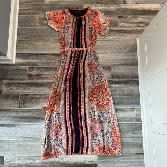 Max Studio Vibrant Red and White Maxi Dress - Picture 4 of 8